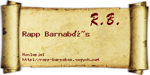Rapp Barnabás névjegykártya